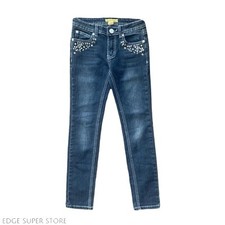 Catherine Maladrino Girls Rhinestone Studs Medium Blue Wash Denim Jean Size 10