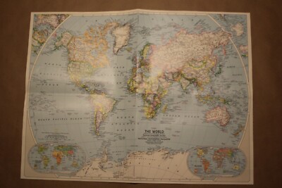 National Geographic 1988 World Map w/ USSR East & West Germany 18.25'' x 24.25''