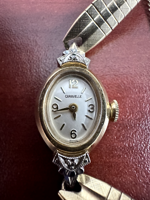 Women's Vintage Caravelle N6 10K RGP Bezel Band With Real
