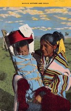 1949 Navajo Mother And Child Indians Postcard