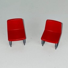 Toy Dollhouse Red Chairs Playset Miniature Toy Red  Gray Pretend Play Kids