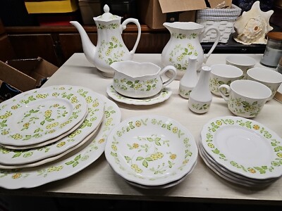 Petite Flora Ironstone Japan 22 pieces Salt Pepper Coffee Pot Water Pitcher (OK)