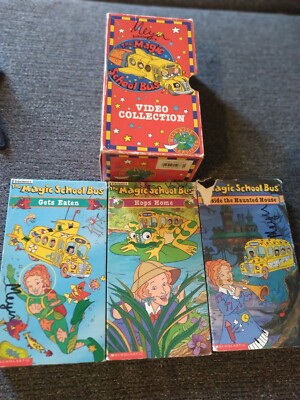 1995 Vintage Scholastic Magic School Bus VHS Video Collection of 3 Tapes Read