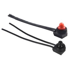 Sturdy 12V Latching Push Button Switch with Waterproof Cover Black/Red Leads