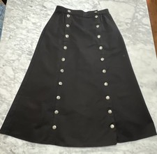 Vintage Horsefly s Old West Black Midi Skirt 10 Heavy Canvas Silver Tone Buttons