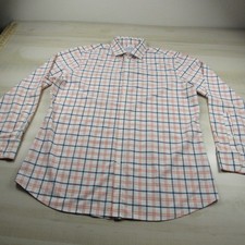 Mizzen Main Shirt Mens 2XL XXL Orange Blue Button Down Leeward Trim Fit USA Made