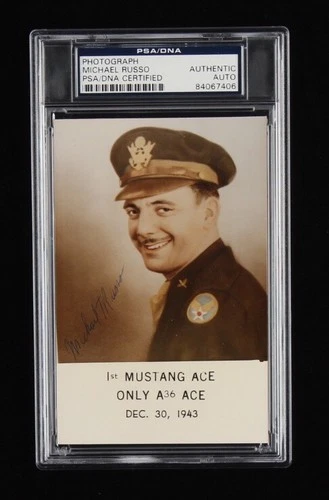 Michael Russo Autographed 3x5 Photo PSA DNA COA Mustang Ace WW2 Fighter Pilot!