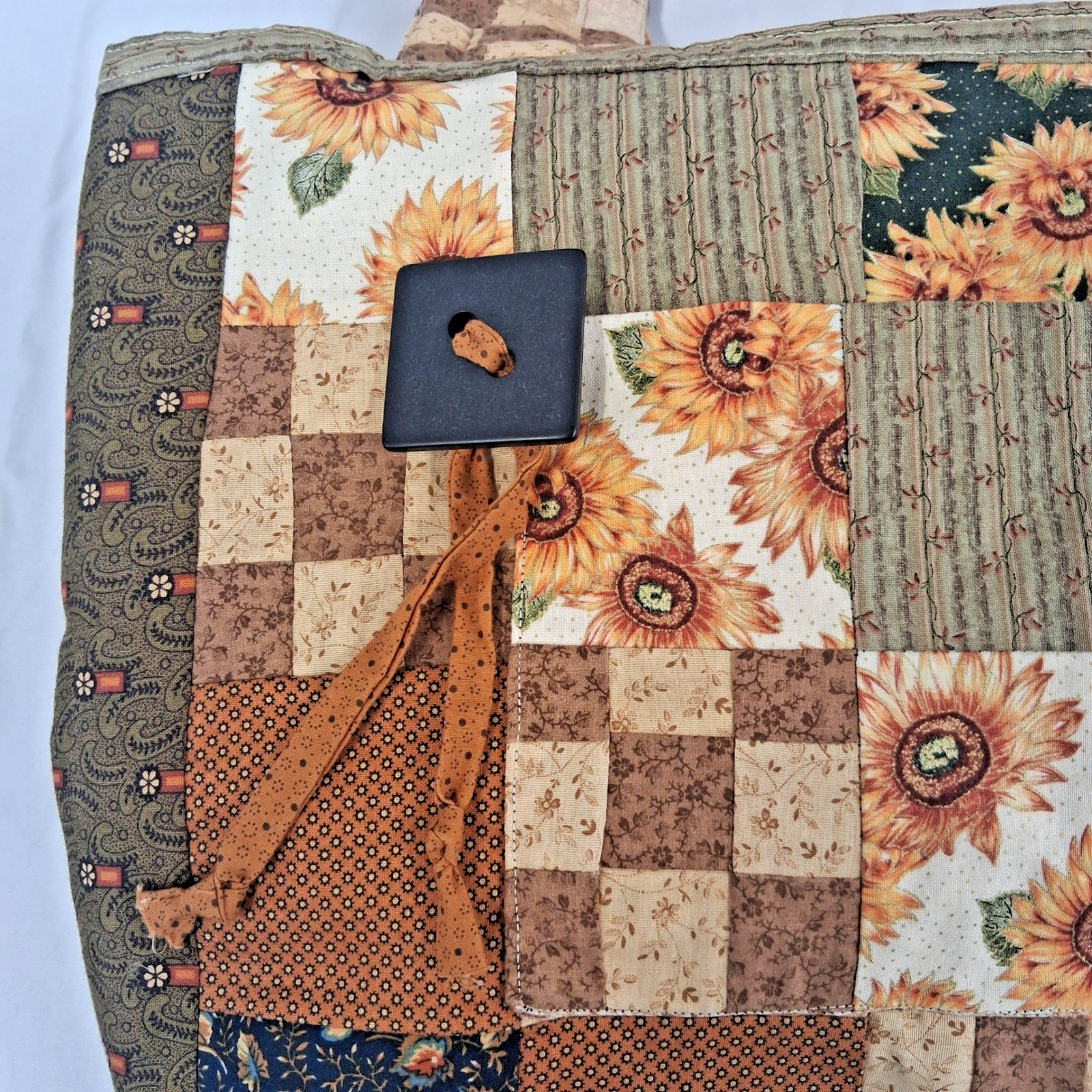 Handmade Patchwork Sunflower Tote Bag Quilted Sho… - image 2