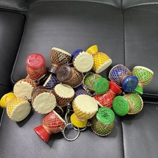 Schl&uuml;sselanh&auml;nger Djemb&eacute; Trommel Gelb Schl&uuml;sselring aus Holz  Afrika 19 pcs