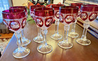 VTG CRYSTAL RUBY CUT TO CLEAR WATER GOBLETS 8 9" — photo 1
