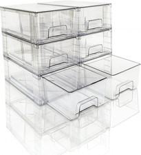 Small Stackable Clear Acrylic Storage Drawers 6 Pack with Handles,Plastic Organ