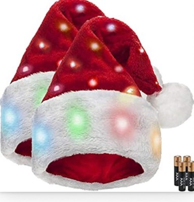 Winks Novelty Plush Santa Hat - Light Up, Funny Christmas Hats pack 2