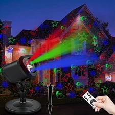 RGB Laser Christmas Lights - Indoor/Outdoor, 3 Colors, Multiple Patterns, Wat...