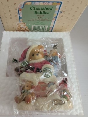 CHERISHED TEDDIES-272140- KRIS UP ON THE ROOFTOP  Santa With Toys-NIB 1997