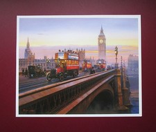 MALCOLM ROOT  9.20" x 7.50"  BUS PRINT  " WESTMINSTER BRIDGE  " READY TO FRAME