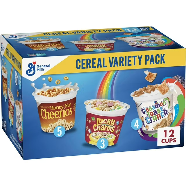 Tazas de cereales General Mills, paquete de variedad, paquete de 12