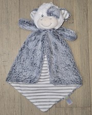 Aurora Baby Ebba Plush Cow Lovey Security Blanket Gray White Stripe Minky Soft