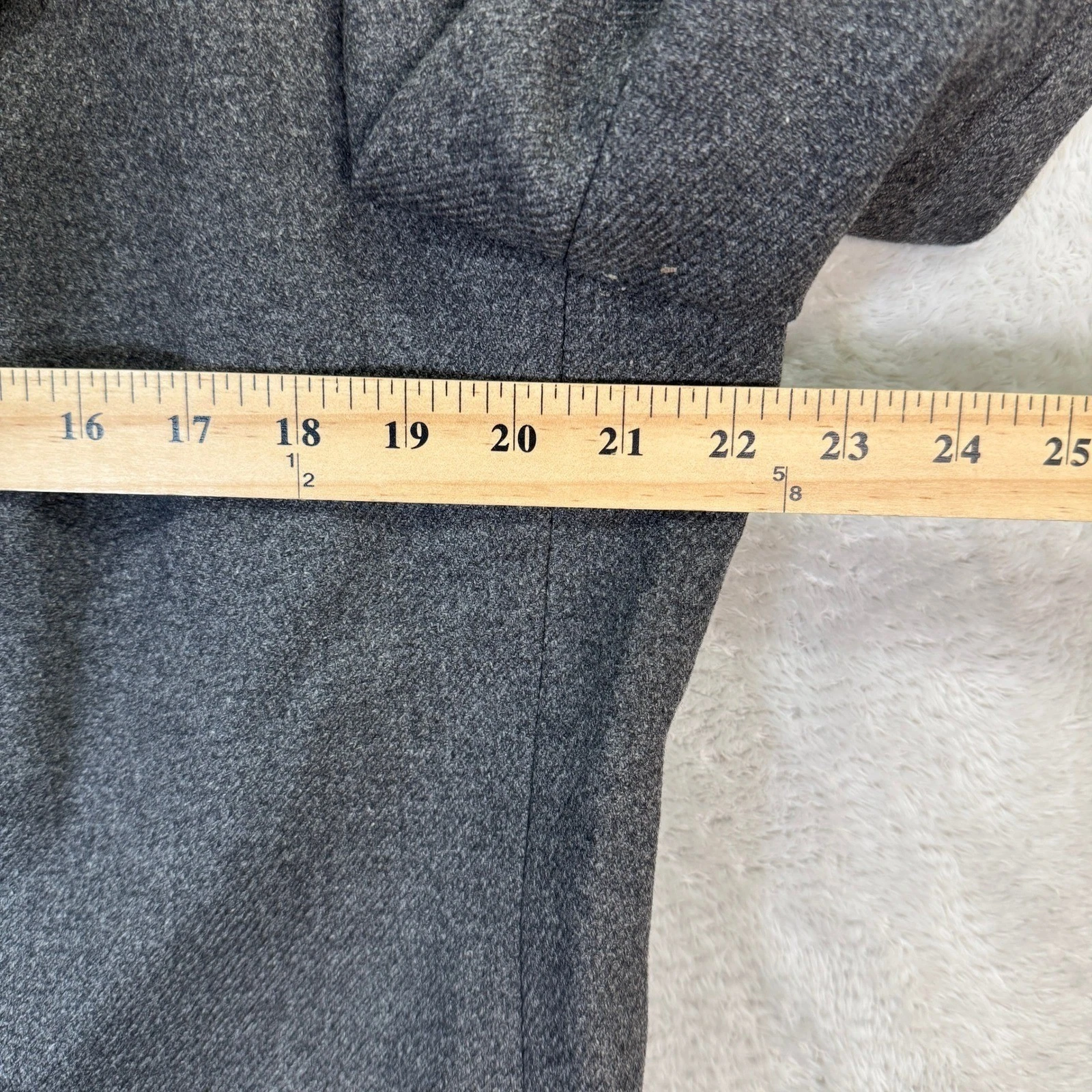 Vintage Bloomingdales E Thomas Mens 42L Charcoal Grey Wool Overcoat Heavy Casual - product detail image 7