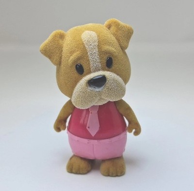 Barbie Mattel Bobblehead Dog Figure Bagel Bulldog Flocked Fuzzy 2.25''