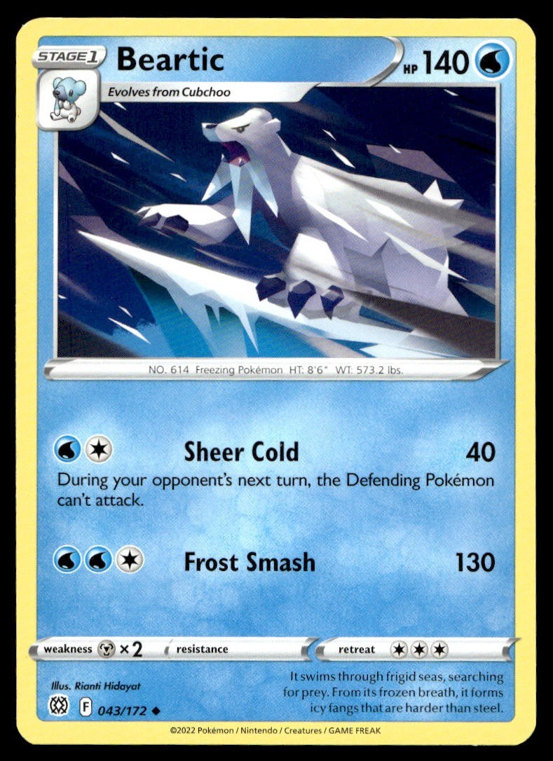 Beartic 43/172 Pokemon Card Brilliant Stars Uncommon 140 HP Near Mint CF