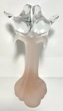 VTG 1970's Crowning Touch clear & pink satin Glass Kissing Love Birds on Branch