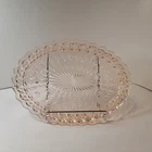Vintage 11.5" Oval Jeanette Depression Glass Holiday Pink Buttons Bows Platter