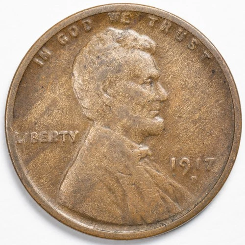 1917-D VF/XF Lincoln Wheat Penny Cent, Denver Mint