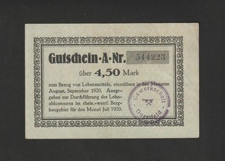 Dorstfeld Gewerkschaft Rhein. Westf. Bergbaugebiet vom Juli 1920