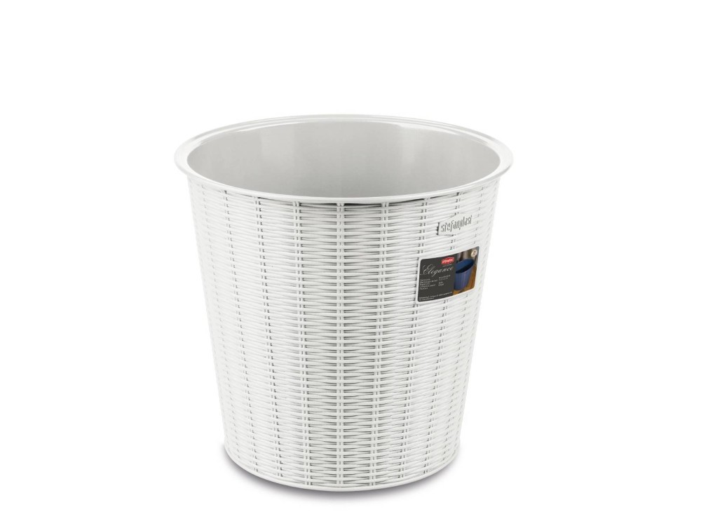 Elegance Paper Basket 28 Cm White Rattan Effect Stefanplast