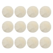 12Pcs Fluffy Soft Faux Fur Pom Poms for Hats with Elastic Loop, Beige White