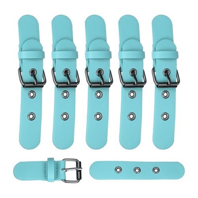 6Pcs Leather Snap Buckle Lock, 4.3''-5.5'' Toggle Closure, Light Blue/Gunmetal