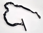 Jet bead & BRAIDED SILK / CORD chatelaine - 19th century mourning watch chain