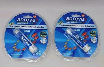 Exp 9/26 (2) Abreva Cold Sore Fever Blister Treatment Pump 0.07x2 oz Exp 9/26