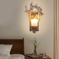 Wall Light Fixture Wall Sconce Lamp Vintage Retro Resin Antler Deer Horn Decor