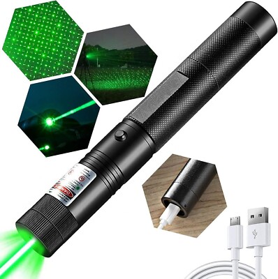 9900Mile 532nm Rechargeable Green Laser Pointer Pen Astronomy Visible Beam Lazer