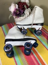 VTG Roller Derby White Roller Skates Freestyle Roller Star Wheels Women  s US 8 M