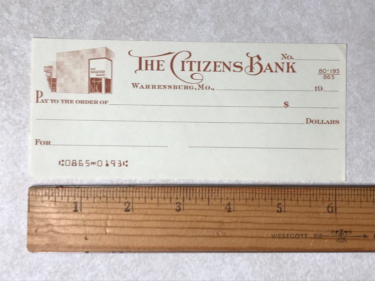 SBB12 Bank Check The Citizens Bank Warrensburg MO Missouri SBB12 Bank Check The Citizens Bank Warrensburg MO Missouri
