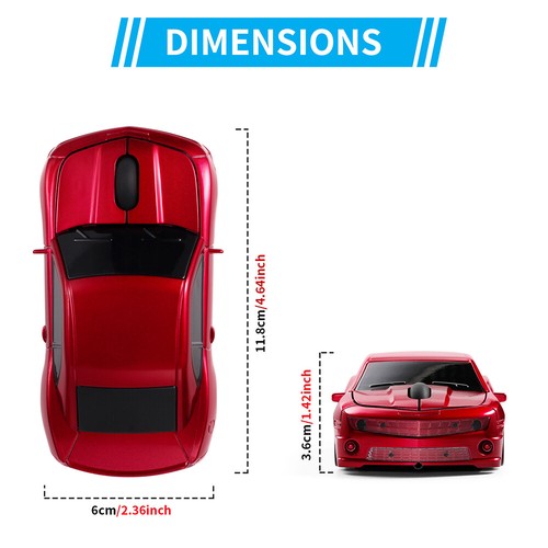 Red Wireless Car Mouse Desktop Computer Mouse Optical Mice For PC/Laptop MAC - Picture 2 of 6