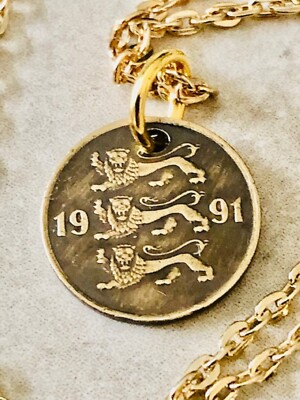 Vintage Estonia Necklace Estonian 10 Senti Coin Pendant Custom Made Vintage
