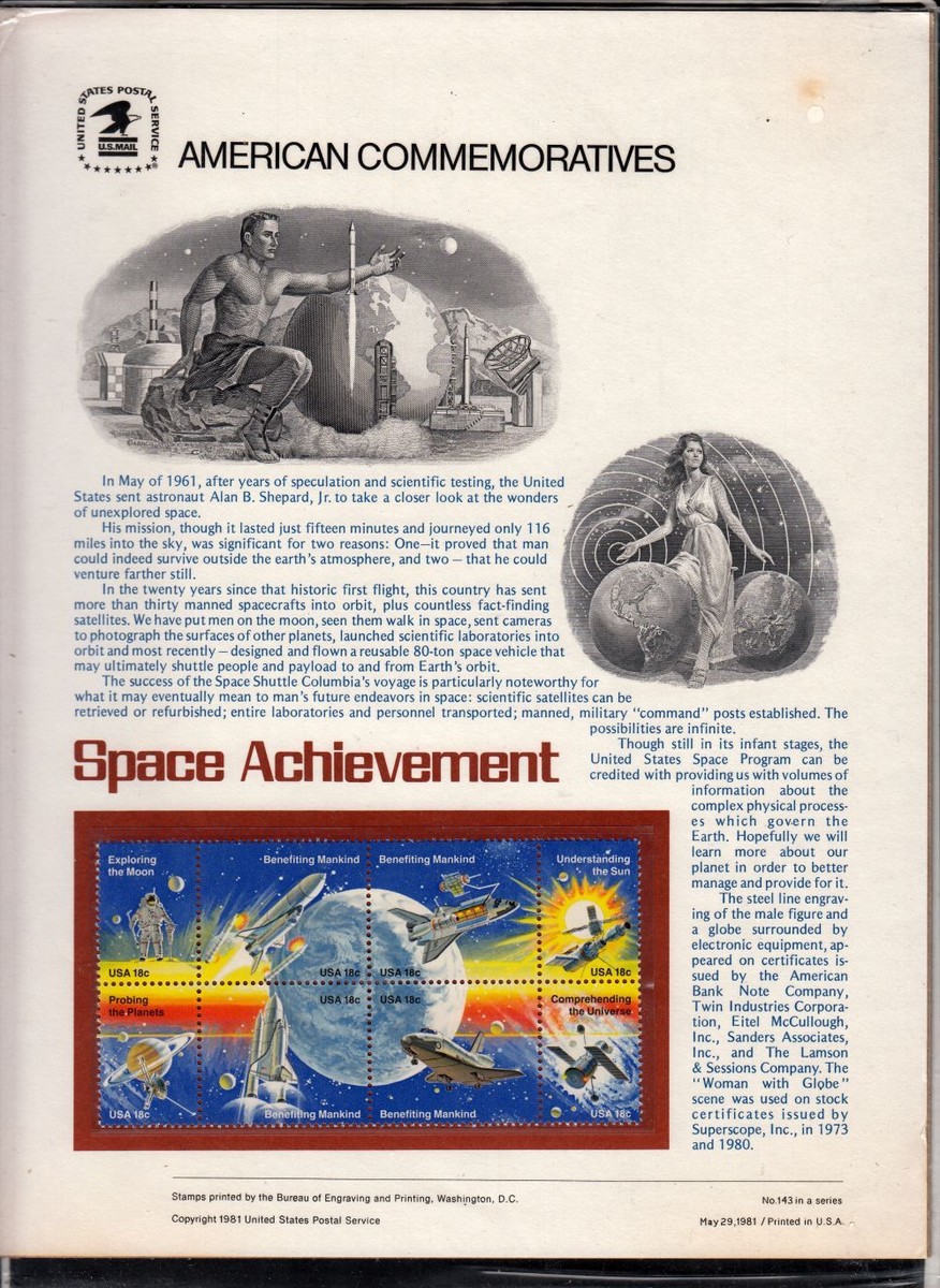 1981 Space Achievement Sc CP143 USPS commemorative panel Sc 1919a