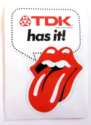 Werbe-Aufkleber TDK has it Rolling Stones Zunge Mick Jagger 80er Audio Video