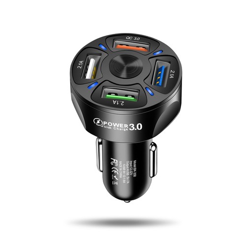 4 USB Phone Car Charger Adapter LED Display QC 3.0 Fast Charging Car