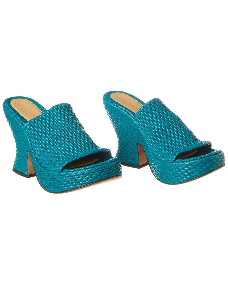 Кожаные сандалии на платформе Bottega Veneta (оригинальные, бывшие в употреблении) Женские зеленые 38