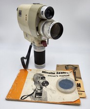 Vintage Minolta Zoom 8 Movie Camera with Case, booklets, handle. Untested As Is