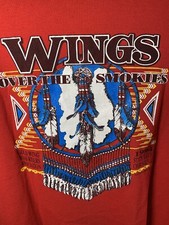 Vtg Red Polo Shirt Wings Over The Smokies Large 1994 Cherokee, NC Back Hit USA