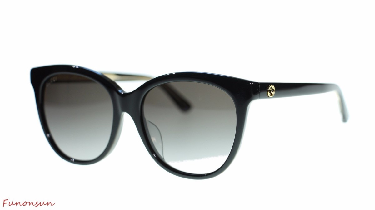 Gucci Women Oval Sunglasses GG0081SK 001 Black/Grey Gradient Lens