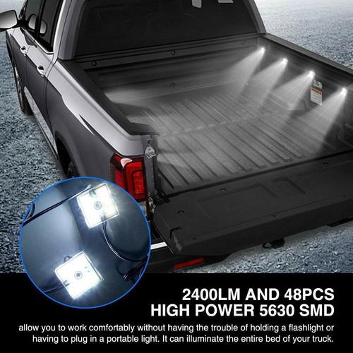 8 PCS White Waterproof LED Truck Pickup Bed Light LEDs Rock Lighting Kits Square - Picture 4 of 8