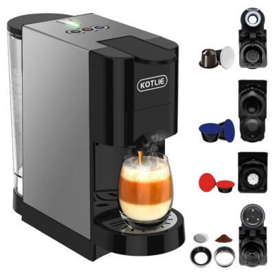 5in1 Kaffeemaschine Kapselmaschine Padmaschine Pulver Kapsel 5 Adapter Warm/Kalt