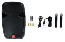 Rockville 15" Rechargeable Battery Powered PA Speaker System, (2) Wireless Micro