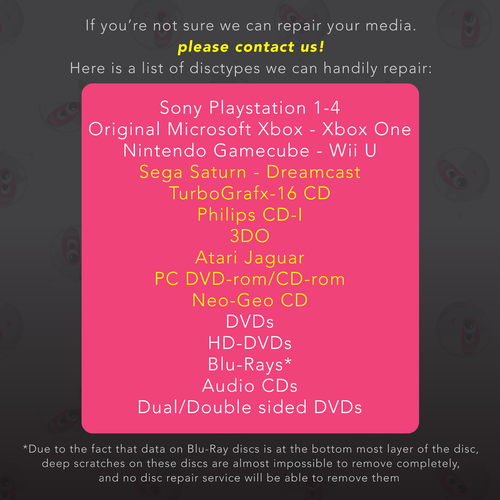 300 Video Game, Gamecube, CD DVD Blu-Ray Disc Repair Service - Remove Scratches - Afbeelding 2 van 3